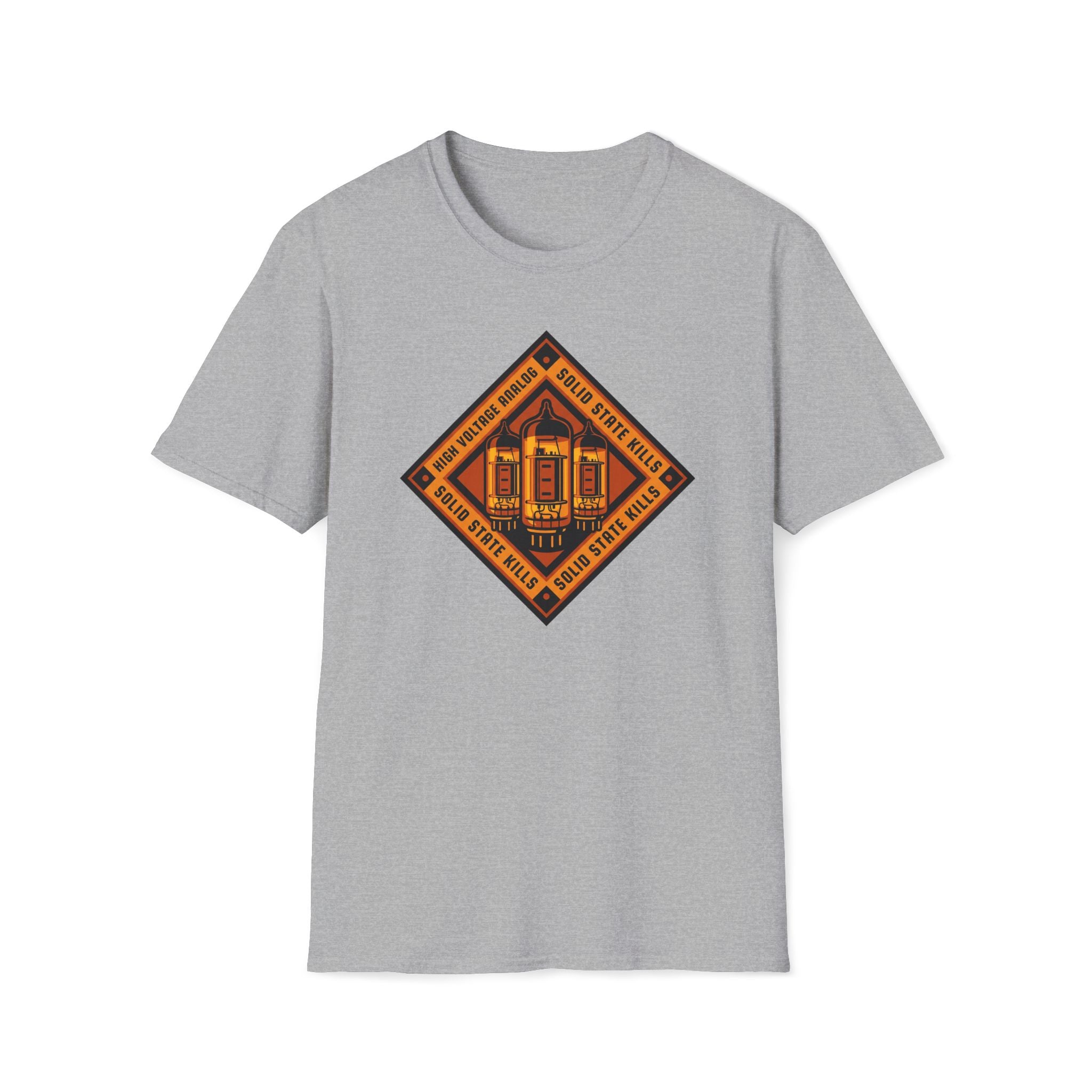 Vintage Tube Amp Tee — "High Voltage Orange" Guitarist Musician T-Shirt