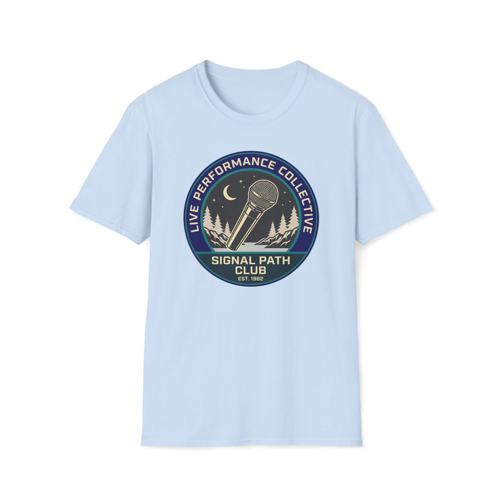 'Live Performance Collective' T‑Shirt — Signal Path Club Microphone Concert Tee