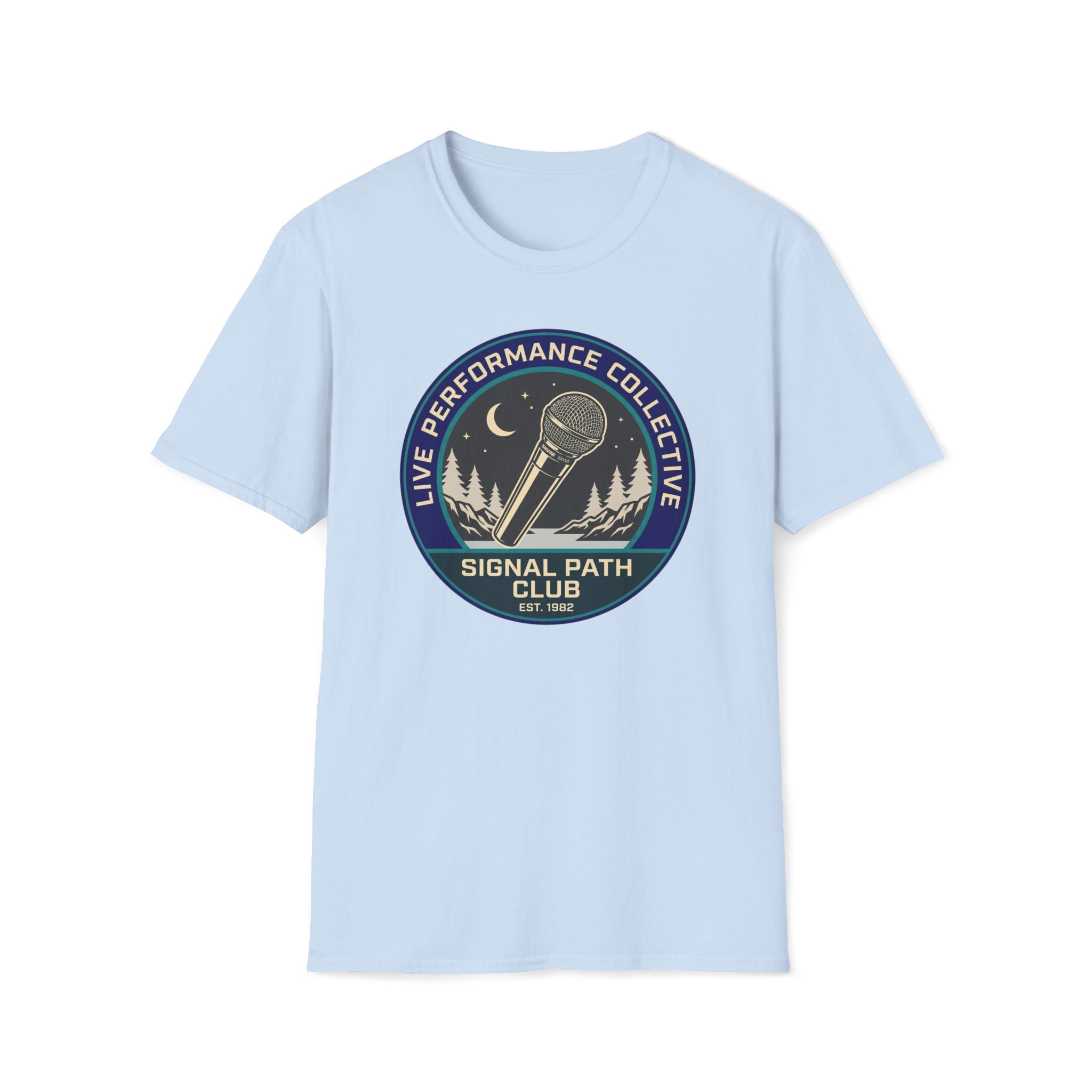 'Live Performance Collective' T‑Shirt — Signal Path Club Microphone Concert Tee