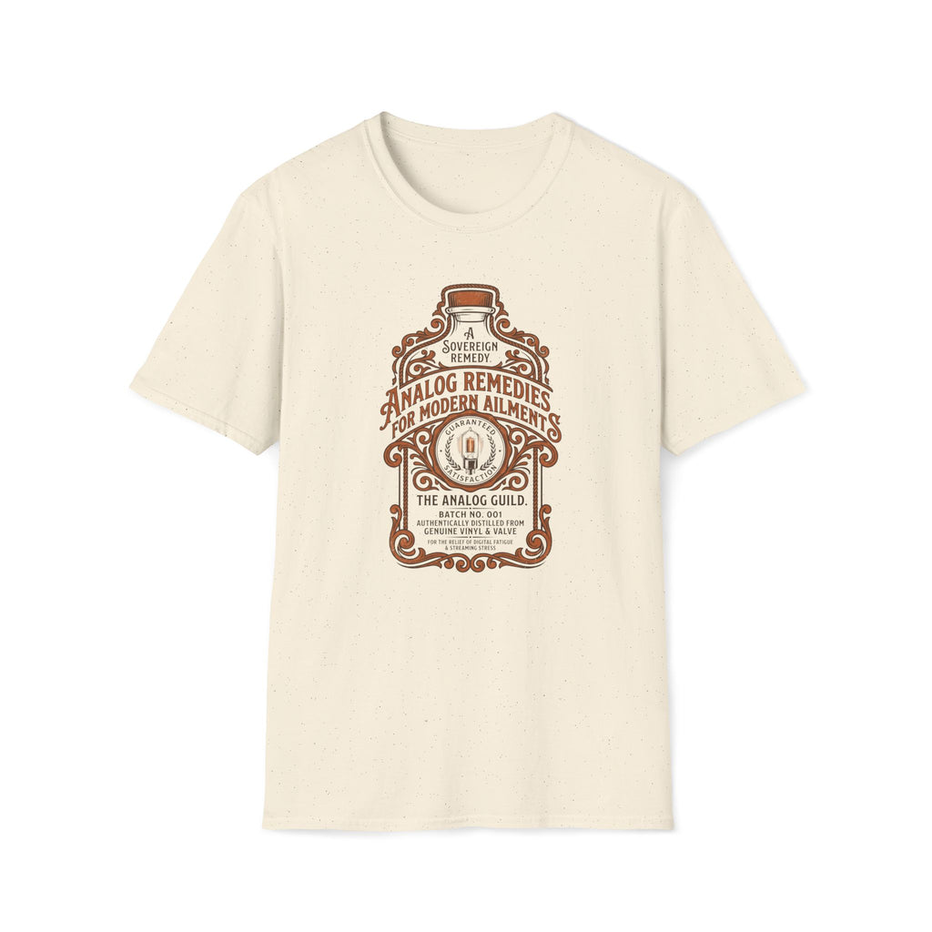 Analog Remedies Bottle T‑Shirt — Vintage Apothecary Design