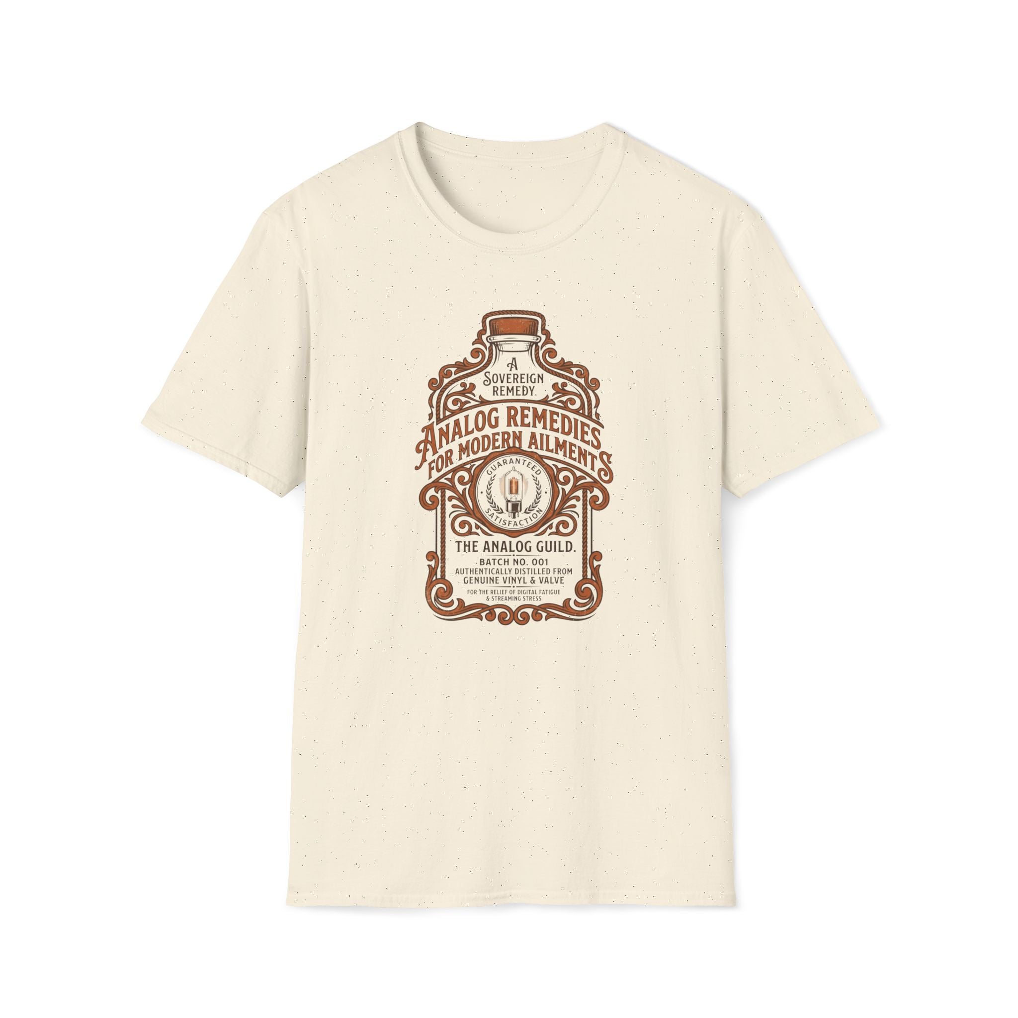 Analog Remedies Bottle T‑Shirt — Vintage Apothecary Design
