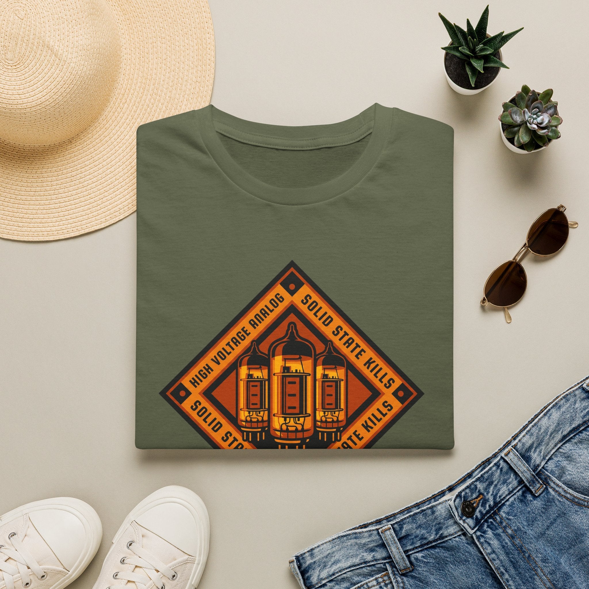 Vintage Tube Amp Tee — "High Voltage Orange" Guitarist Musician T-Shirt