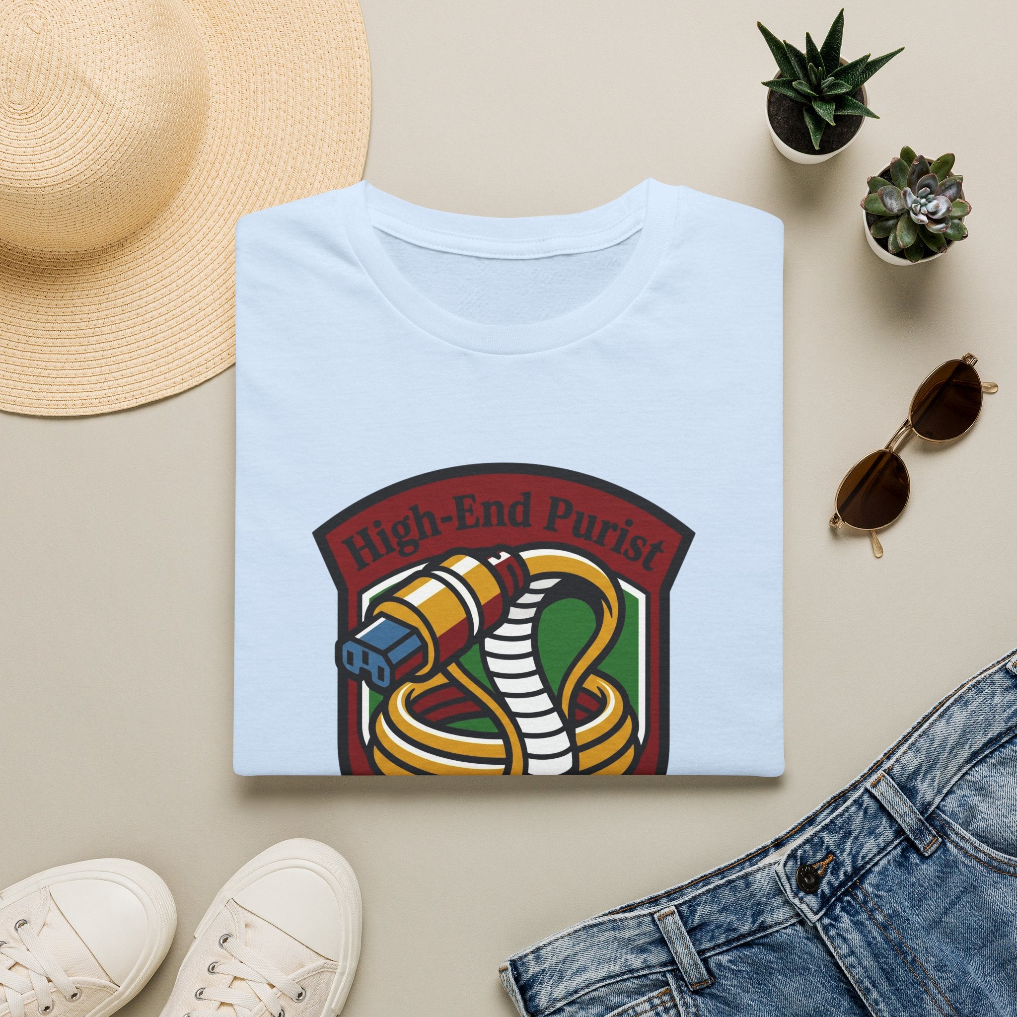 Audio Enthusiast T-Shirt — "High-End Purist" Cable Snake Design