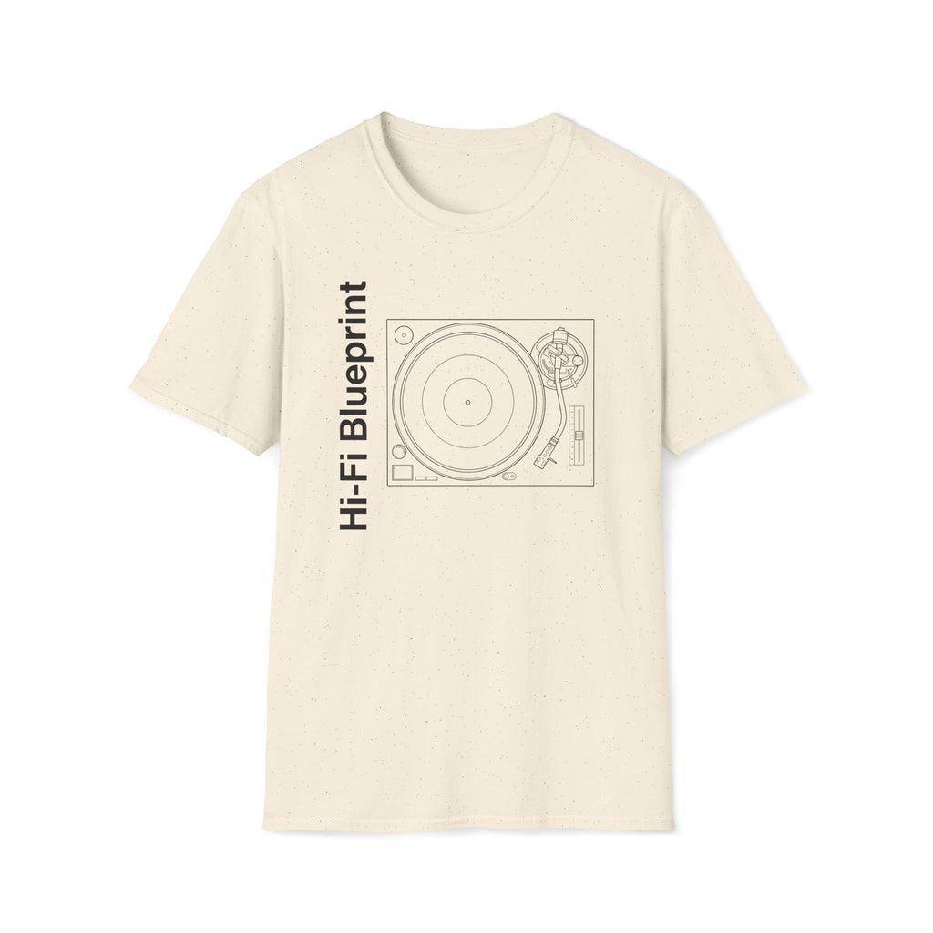 Hi‑Fi Blueprint Turntable T-Shirt — Retro Audio Diagram Tee