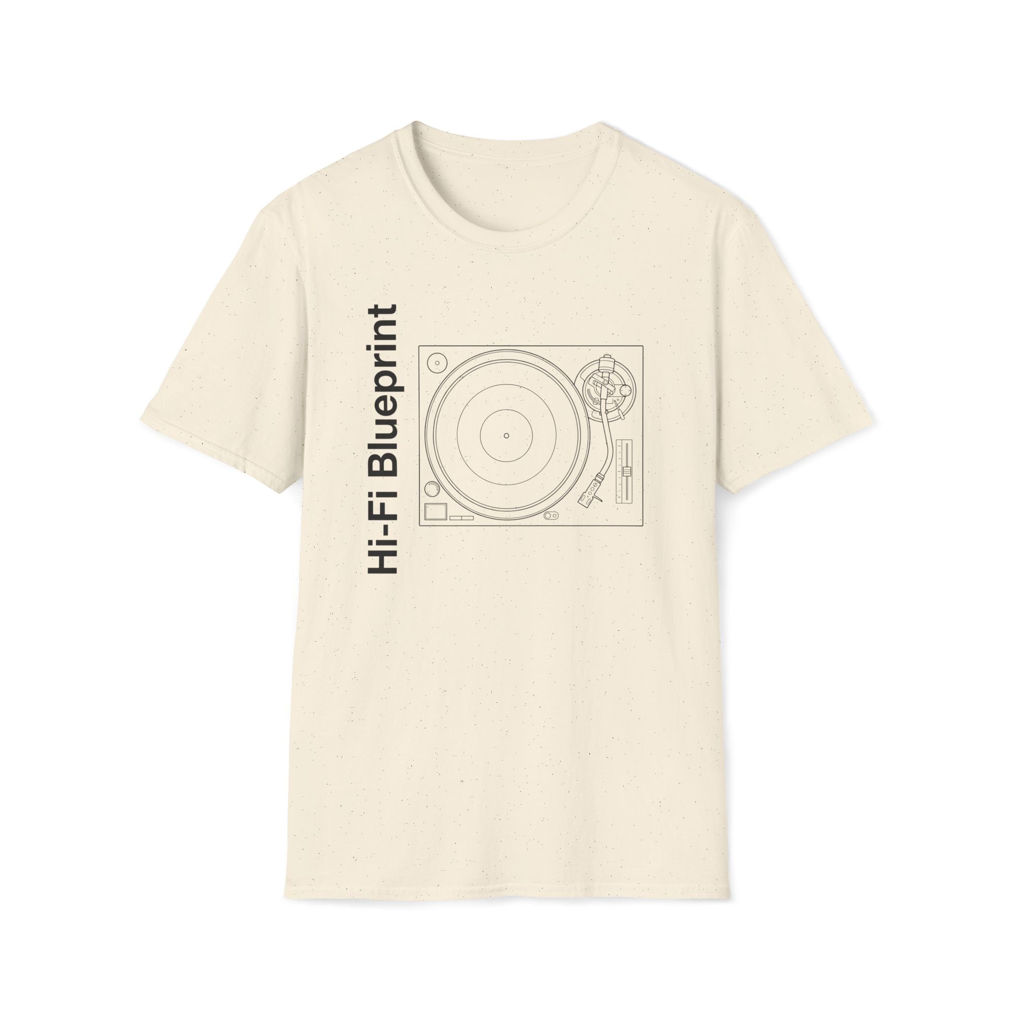 Hi‑Fi Blueprint Turntable T-Shirt — Retro Audio Diagram Tee