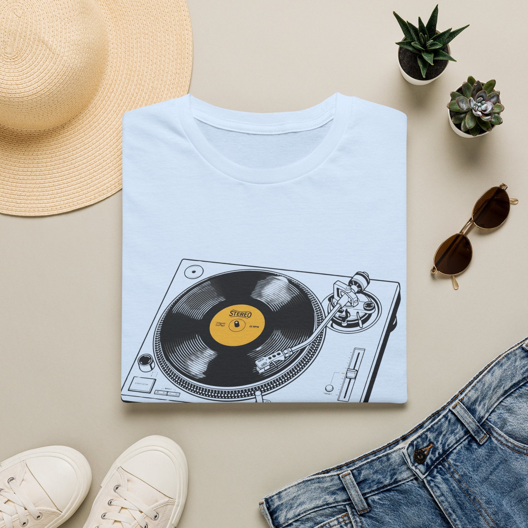 Turntable Vinyl Record T‑Shirt — Retro DJ Music Tee
