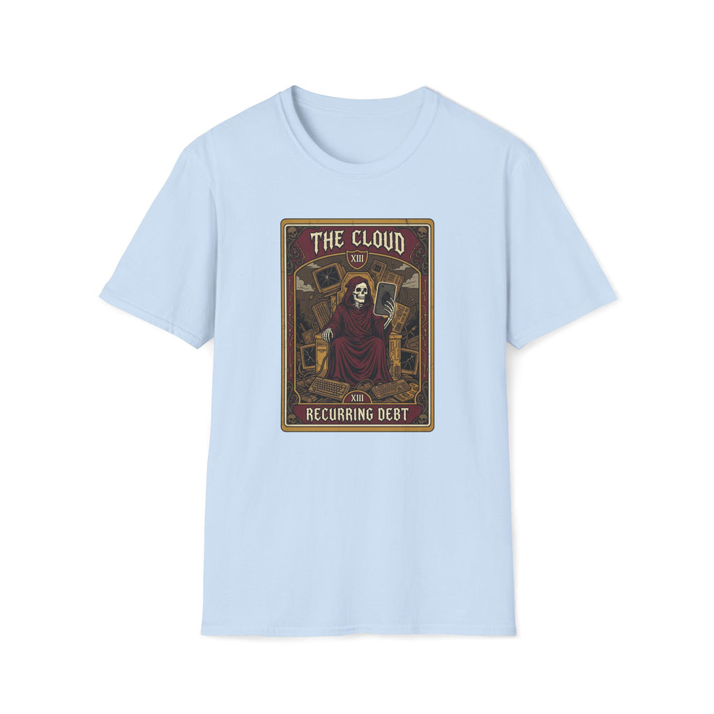 Tarot-Inspired 'The Cloud' Graphic T-Shirt — Gothic Skeleton Design