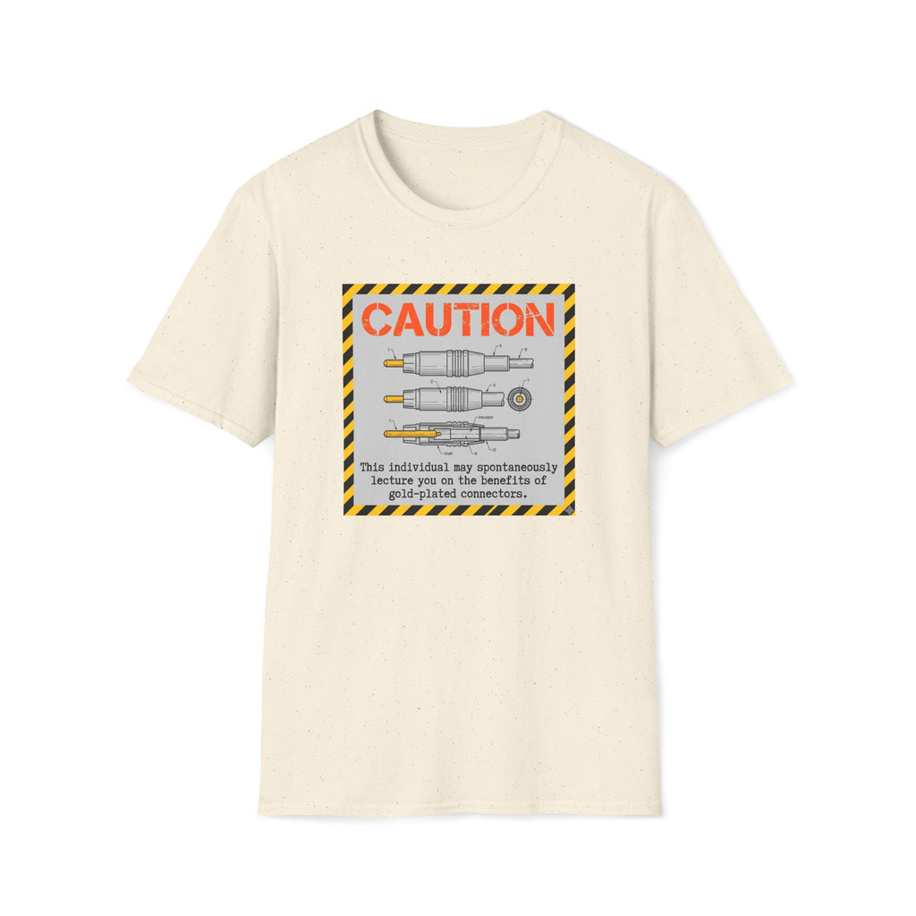 Caution: Galvanized Connector Diagram T‑Shirt — Electrical Tech Safety Tee