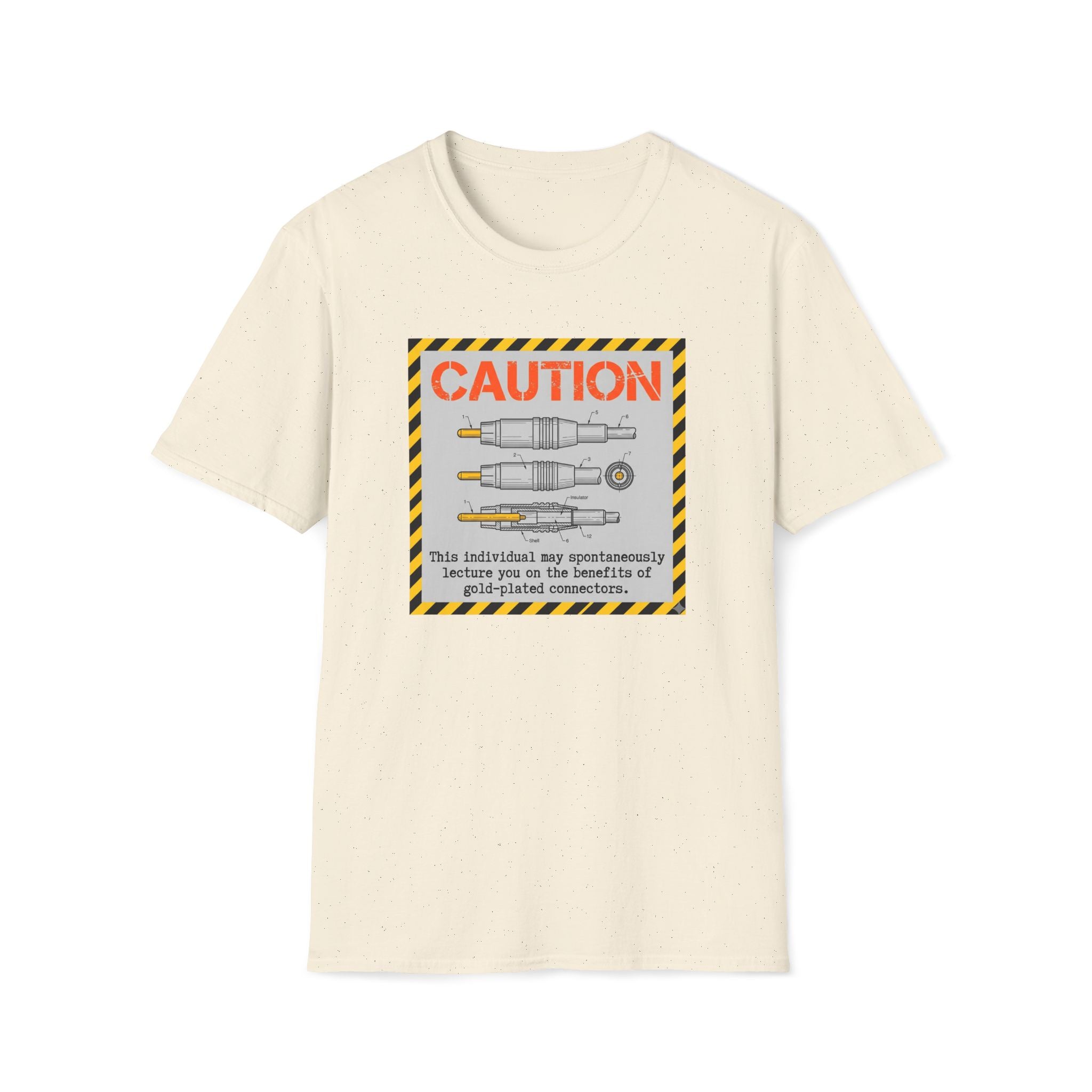 Caution: Galvanized Connector Diagram T‑Shirt — Electrical Tech Safety Tee