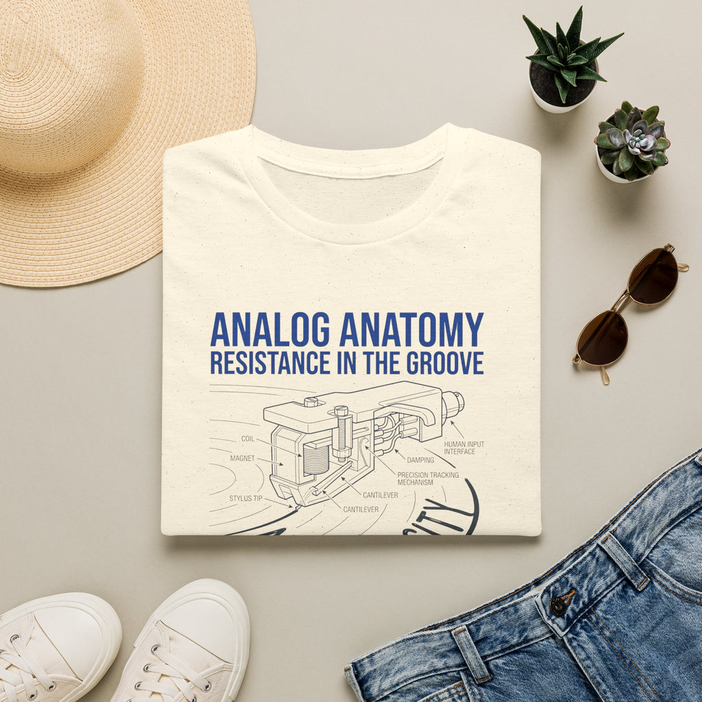 Analog Anatomy T-Shirt — 'Resistance in the Groove' Vintage Turntable Diagram Tee