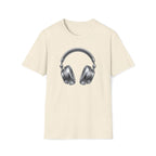 Headphones Graphic T-Shirt — Retro Silver Over-Ear Design for Music Lovers