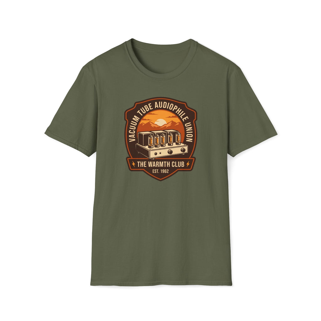 Vacuum Tube Audiophile T-Shirt — "The Warmth Club" Retro Hi‑Fi Tee
