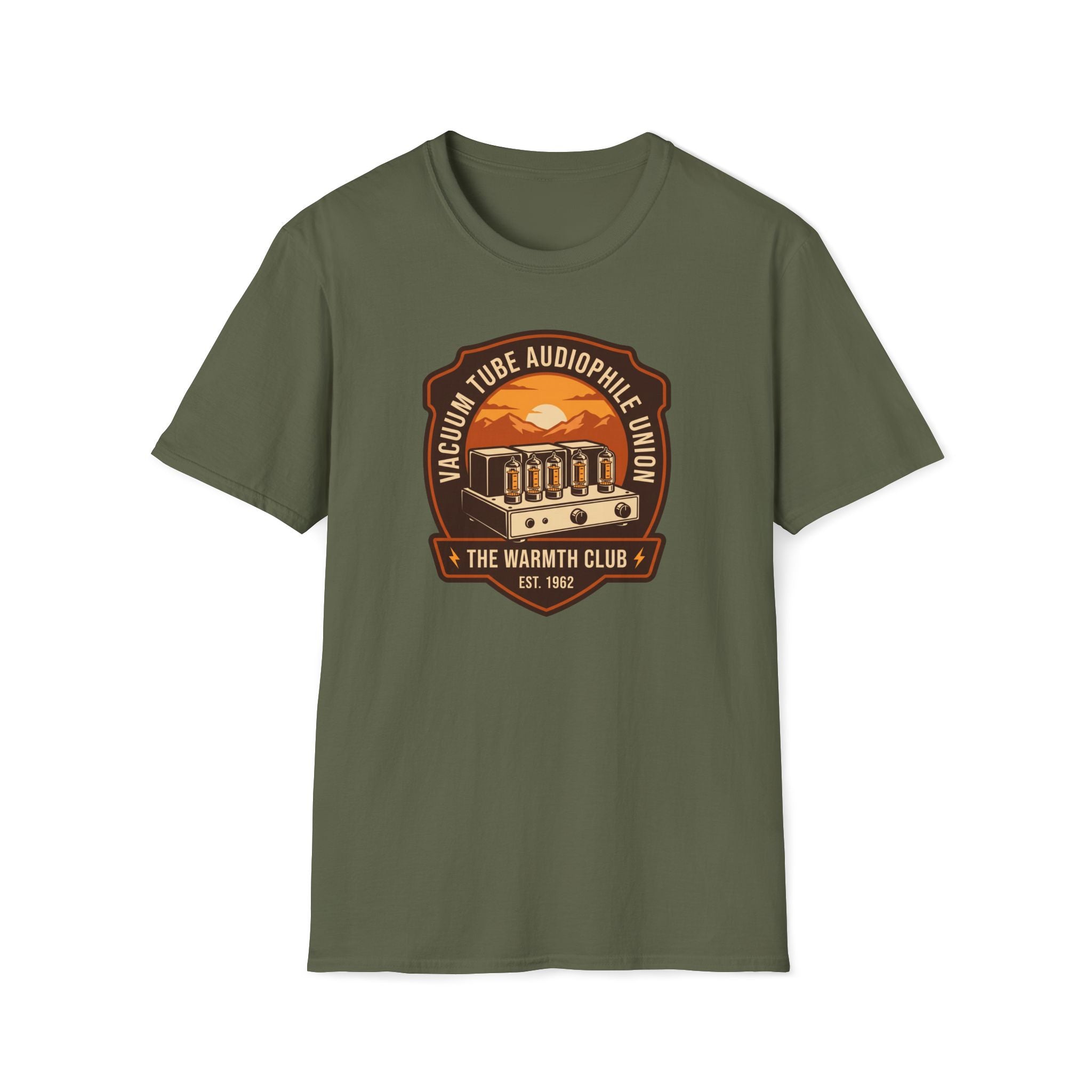 Vacuum Tube Audiophile T-Shirt — "The Warmth Club" Retro Hi‑Fi Tee