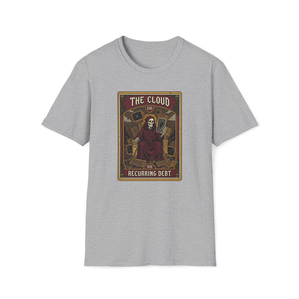 Tarot-Inspired 'The Cloud' Graphic T-Shirt — Gothic Skeleton Design