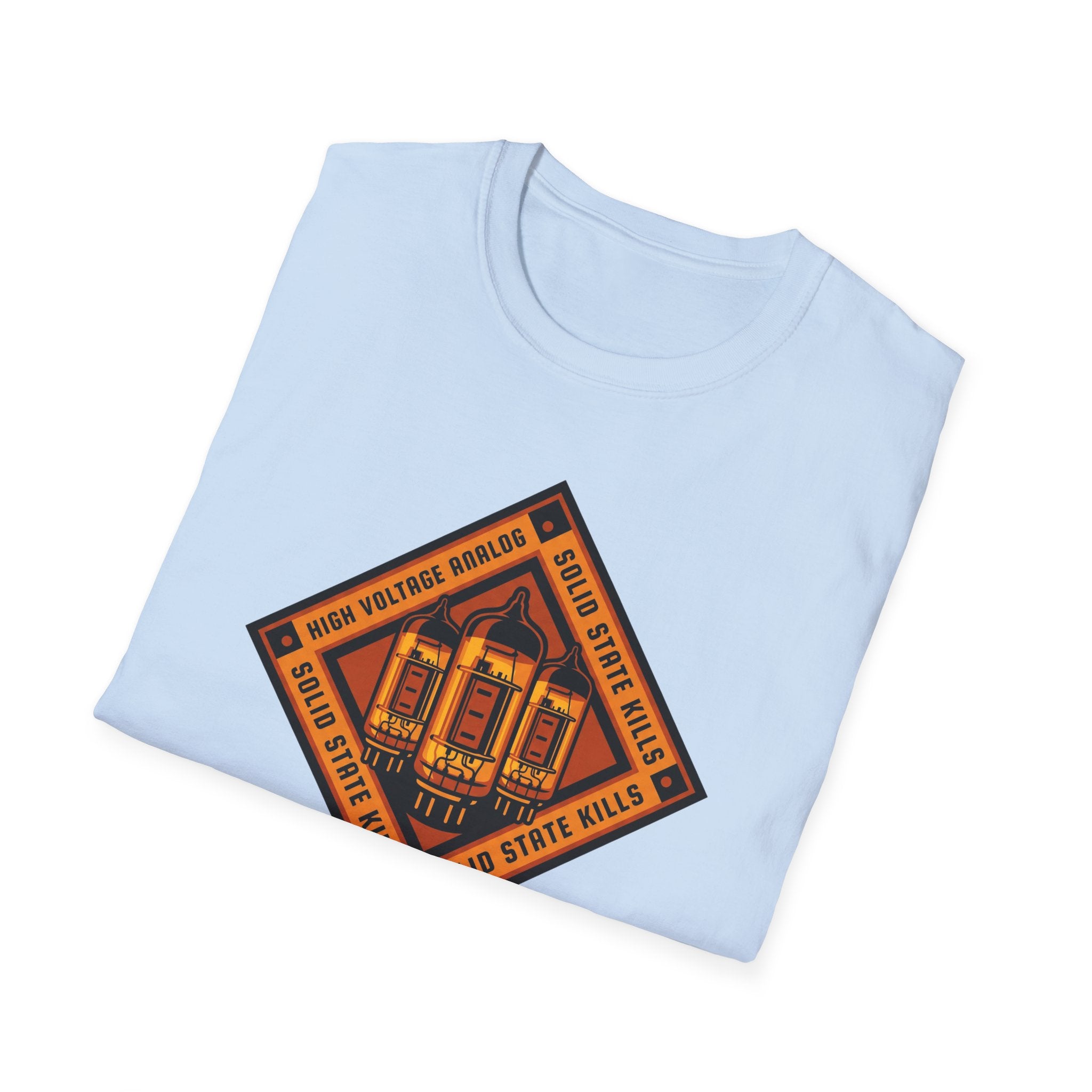 Vintage Tube Amp Tee — "High Voltage Orange" Guitarist Musician T-Shirt