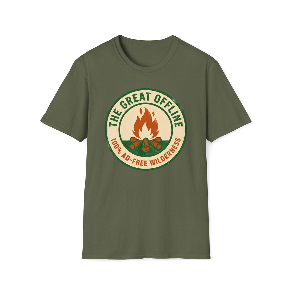 The Great Offline Campfire T-Shirt — Retro Wilderness Adventure Tee