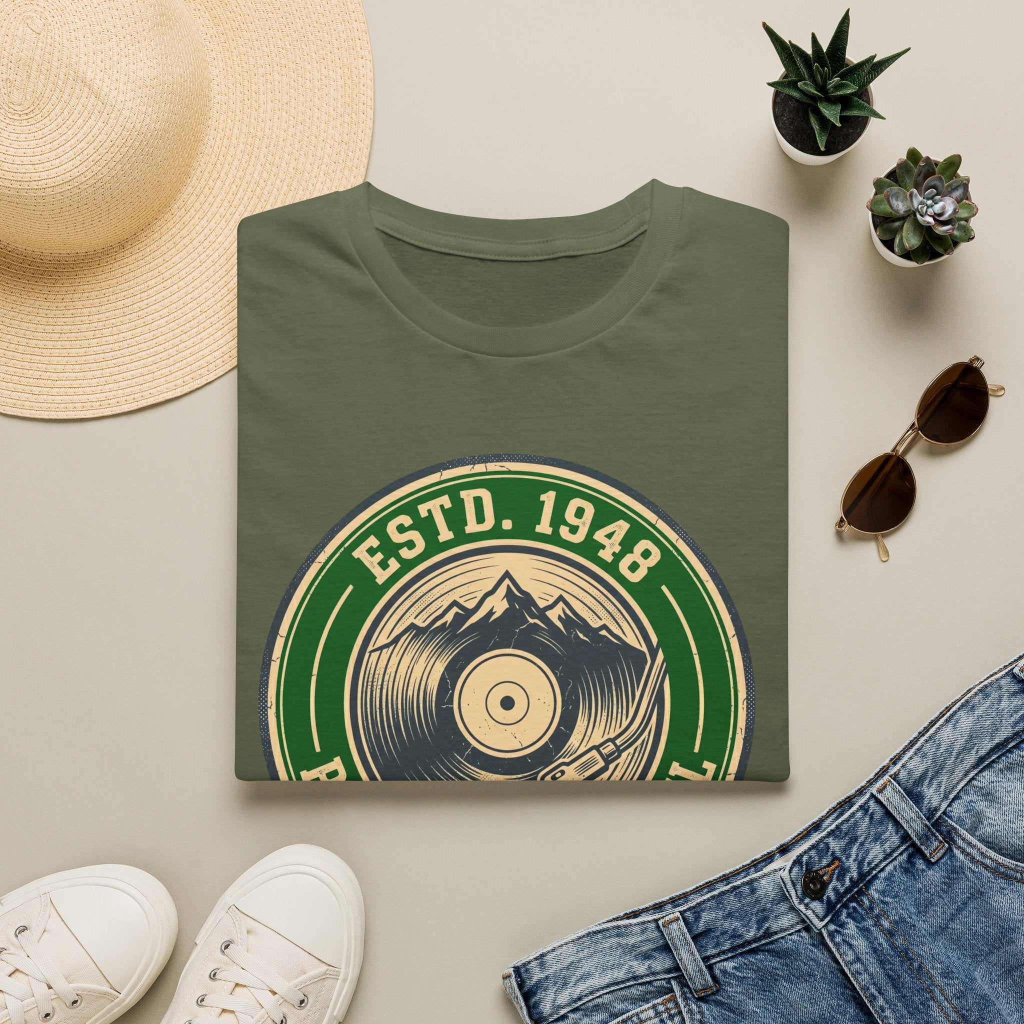 Vintage Record T-Shirt — "ESTD. 1948" Pure Analog Soul Retro Tee
