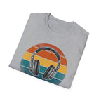 Retro Headphones T-Shirt — Vintage Sunset Music Tee