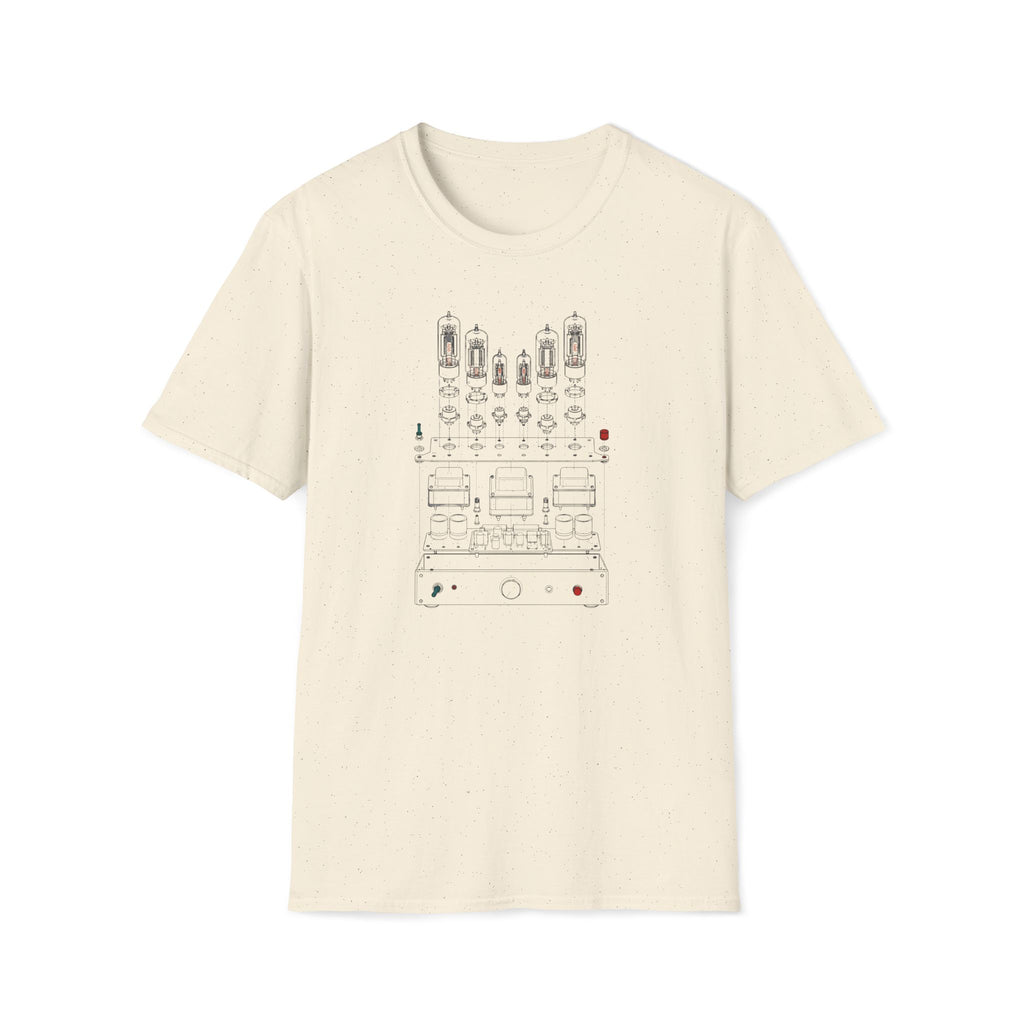Vintage Tube Amp Schematic T-Shirt — Retro Audio Engineer Tee