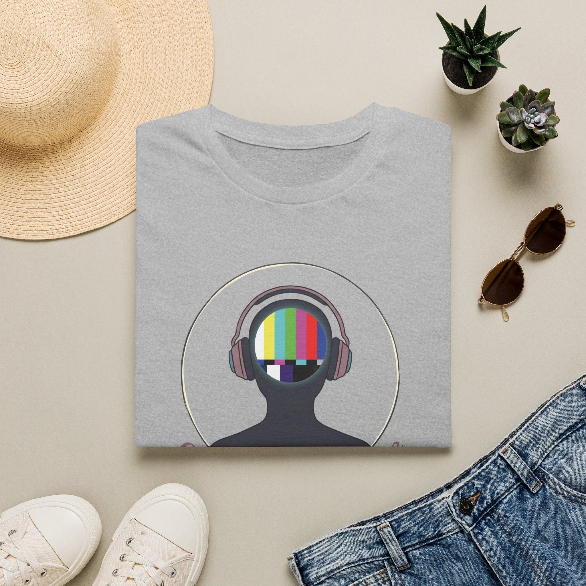 TV Test Pattern Headphones T‑Shirt — "Quiet Acts of Resistance" Graphic Tee