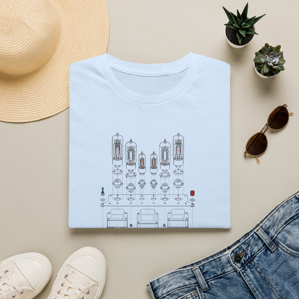 Vintage Tube Amp Schematic T-Shirt — Retro Audio Engineer Tee