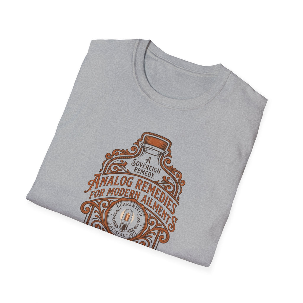 Analog Remedies Bottle T‑Shirt — Vintage Apothecary Design