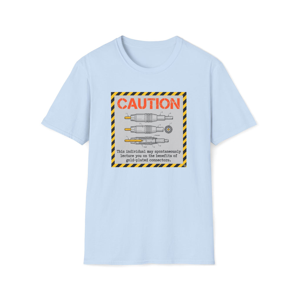 Caution: Galvanized Connector Diagram T‑Shirt — Electrical Tech Safety Tee