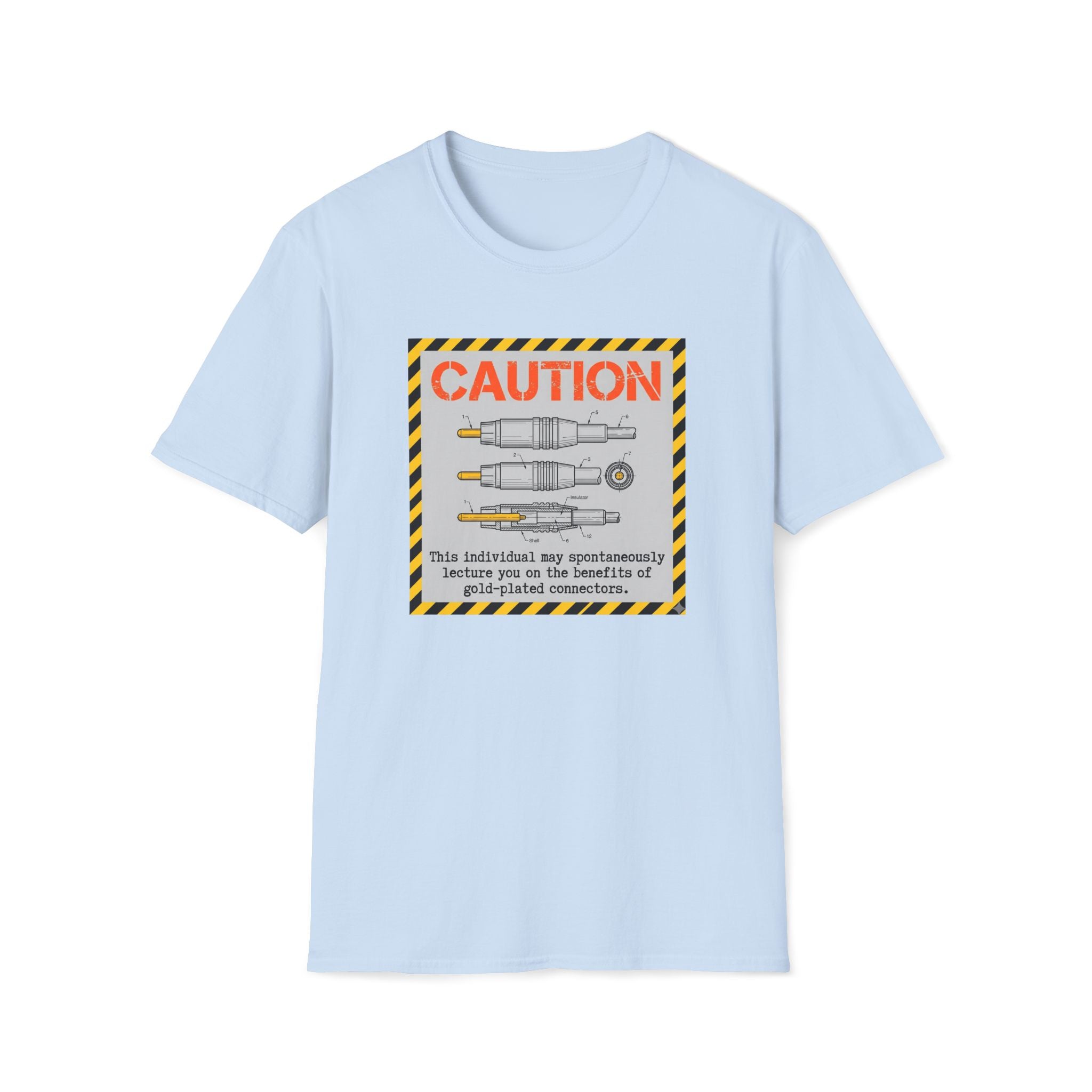 Caution: Galvanized Connector Diagram T‑Shirt — Electrical Tech Safety Tee