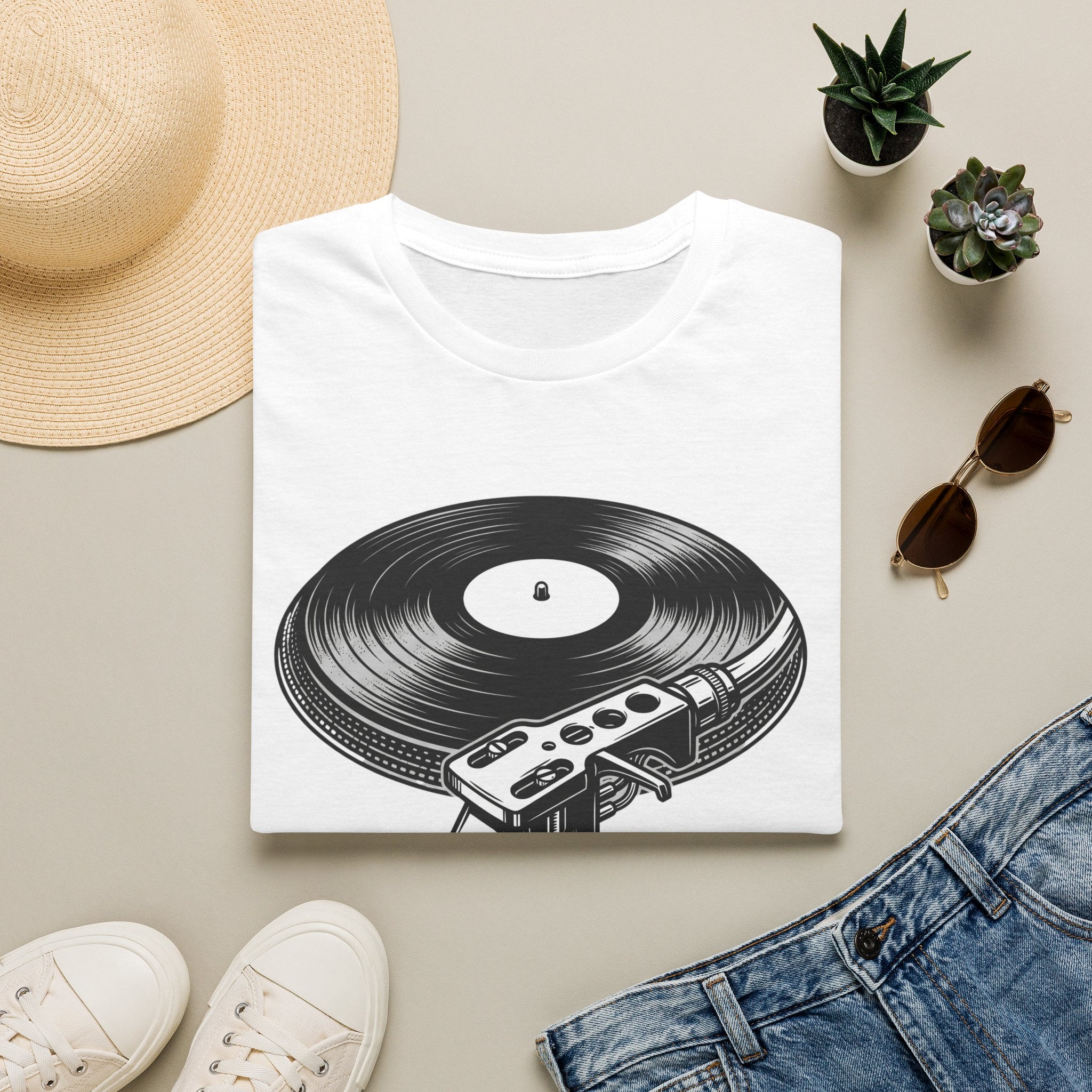 Vintage Vinyl Record T-Shirt — Retro Turntable Graphic Tee