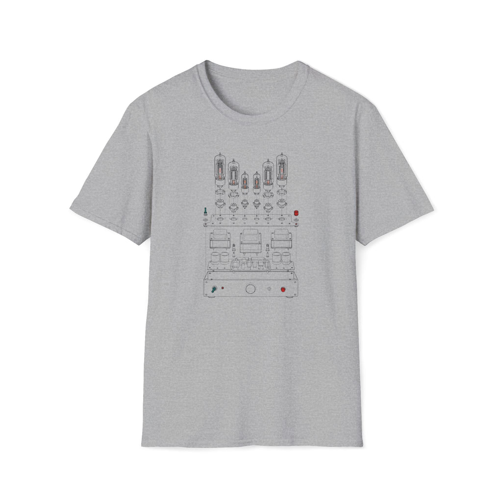 Vintage Tube Amp Schematic T-Shirt — Retro Audio Engineer Tee