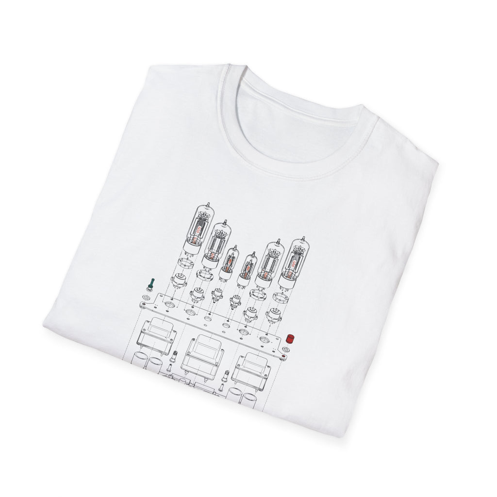 Vintage Tube Amp Schematic T-Shirt — Retro Audio Engineer Tee