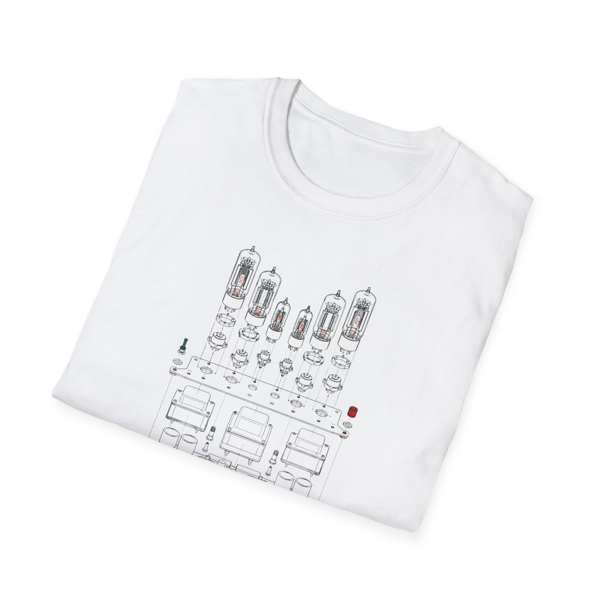 Vintage Tube Amp Schematic T-Shirt — Retro Audio Engineer Tee