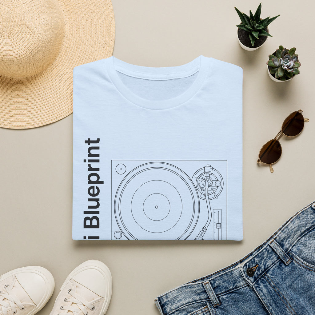 Hi‑Fi Blueprint Turntable T-Shirt — Retro Audio Diagram Tee