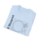 Hi‑Fi Blueprint Turntable T-Shirt — Retro Audio Diagram Tee