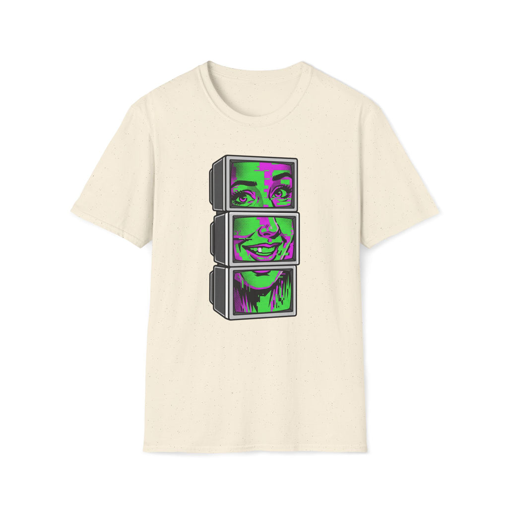Retro Glitch TV Face T-Shirt