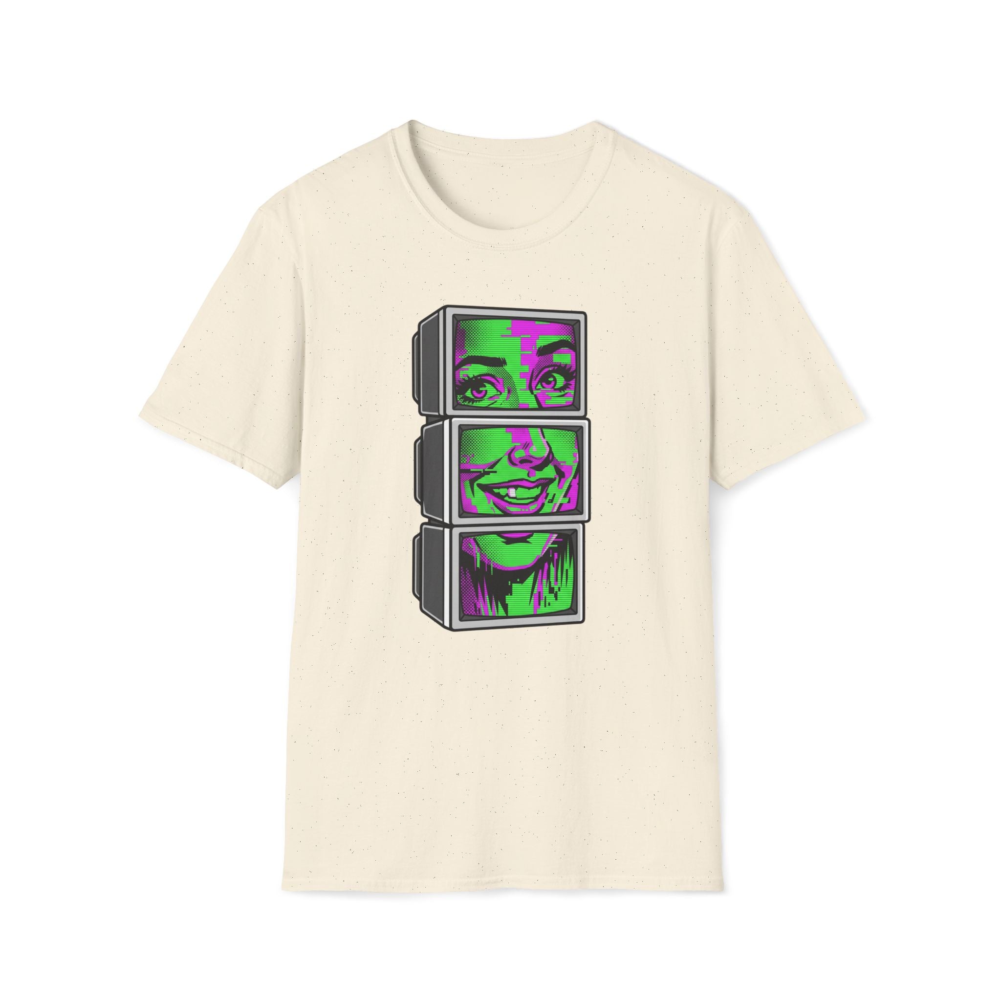 Retro Glitch TV Face T-Shirt