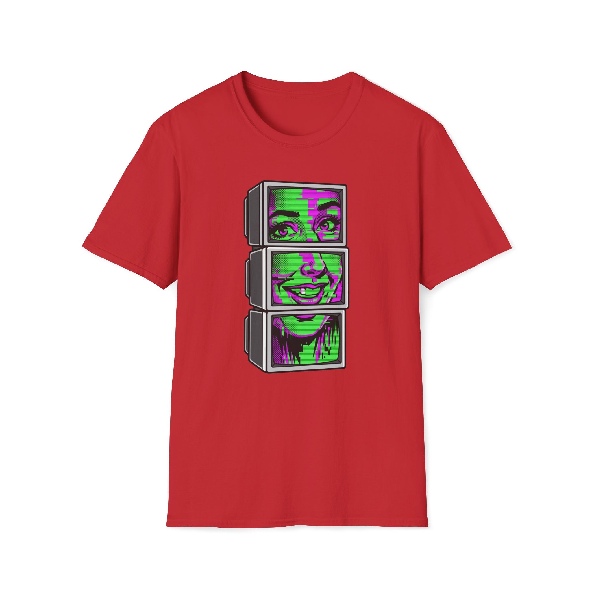 Retro Glitch TV Face T-Shirt