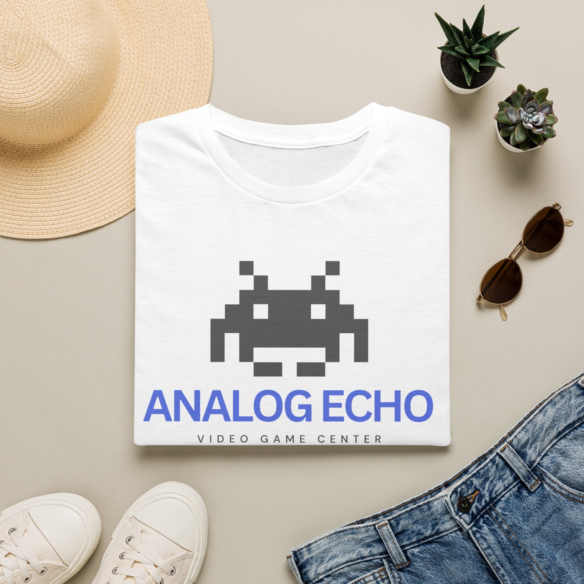 Analog Echo Video Game T-Shirt — Retro Space Invader Gaming Tee
