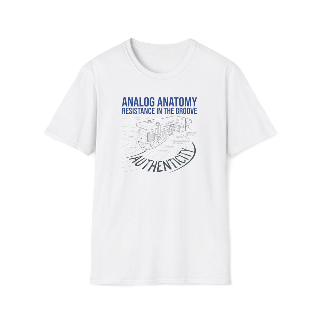 Analog Anatomy T-Shirt — 'Resistance in the Groove' Vintage Turntable Diagram Tee