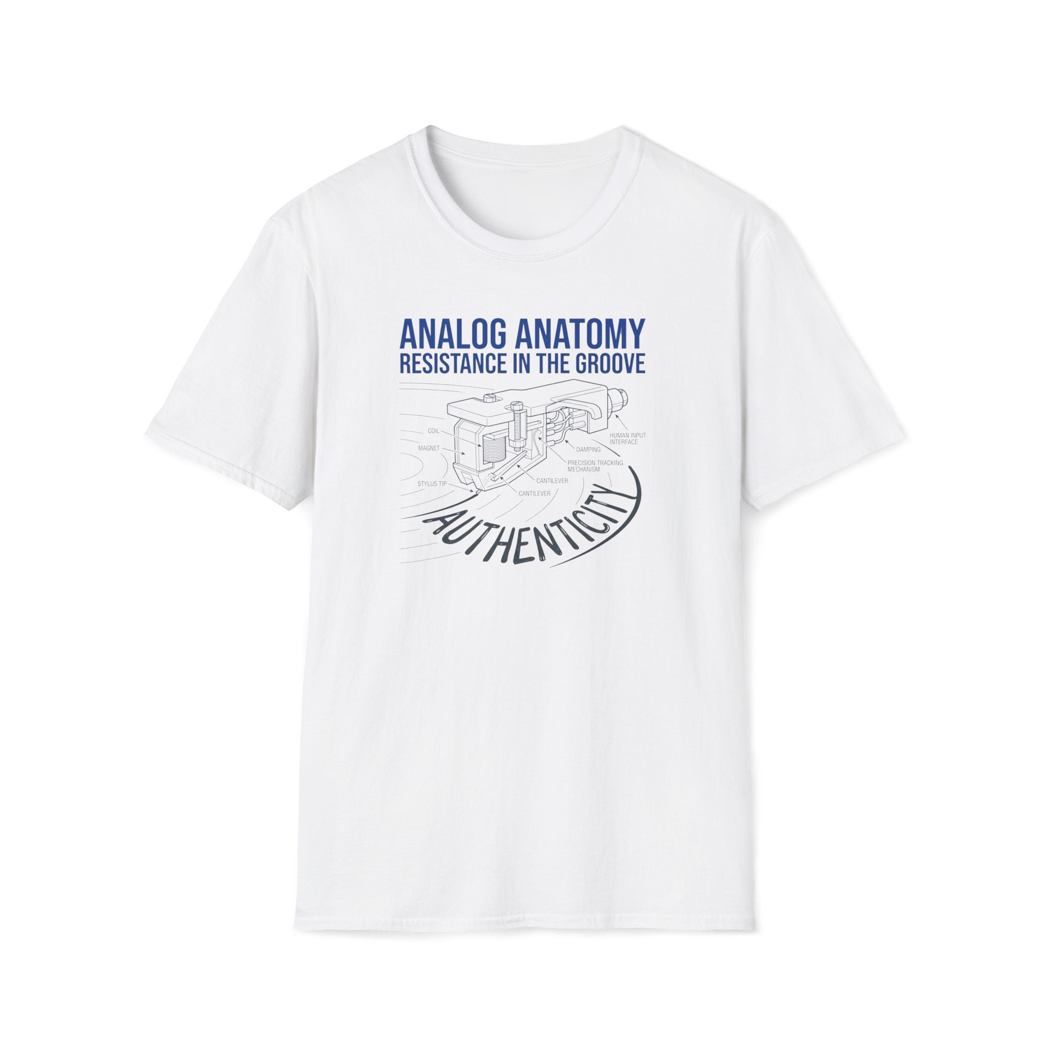 Analog Anatomy T-Shirt — 'Resistance in the Groove' Vintage Turntable Diagram Tee