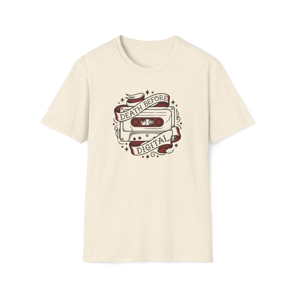 Death Before Digital Cassette T-Shirt — Retro Music Nostalgia Tee