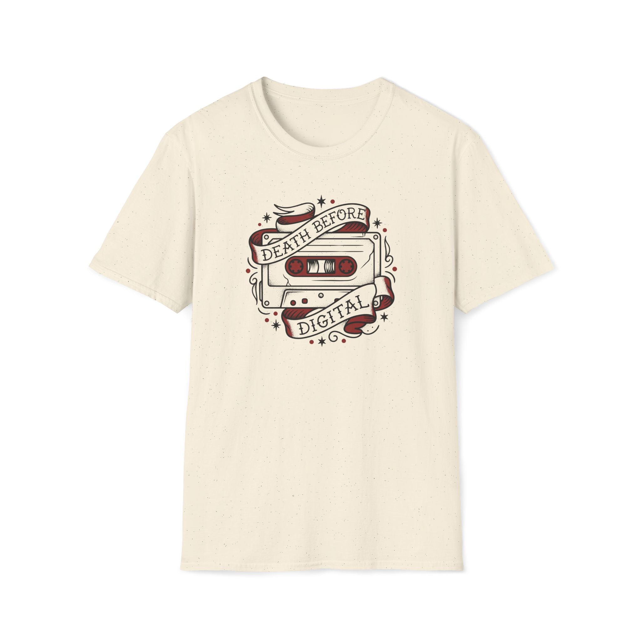 Death Before Digital Cassette T-Shirt — Retro Music Nostalgia Tee