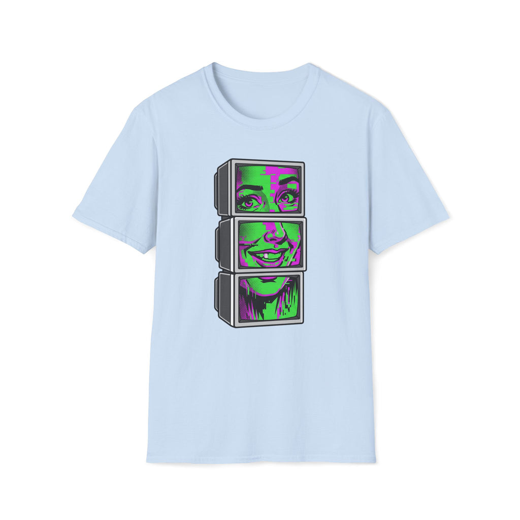 Retro Glitch TV Face T-Shirt