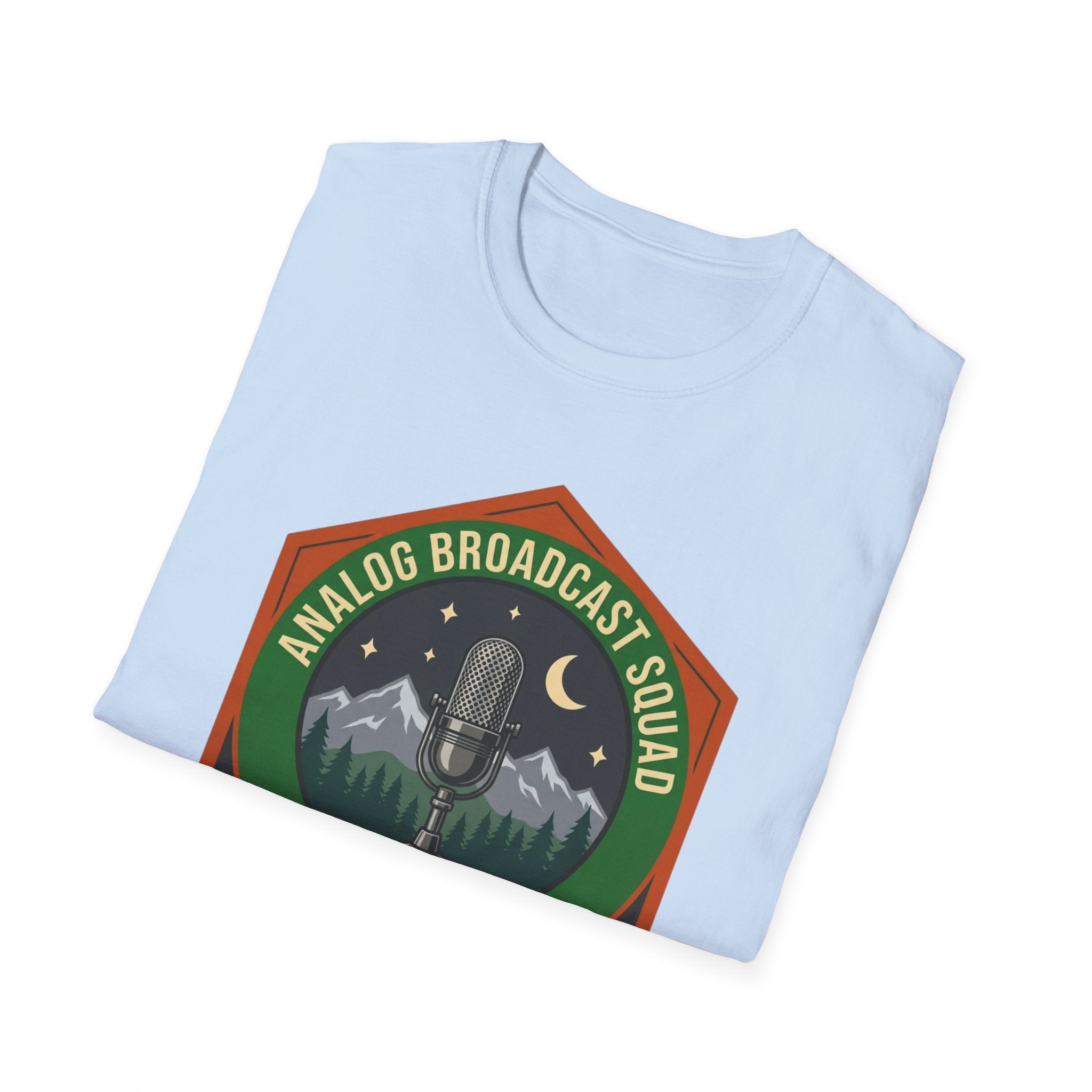 Analog Broadcast Squad T-Shirt — Vintage Microphone Mountain Logo