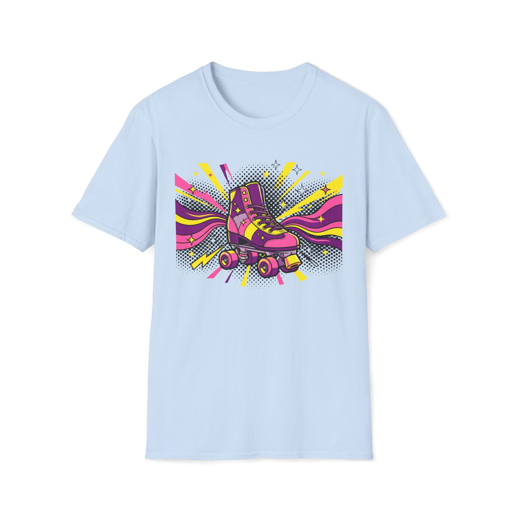 Roller Skate Pop Art T-Shirt — Retro 80s Neon Graphic Tee
