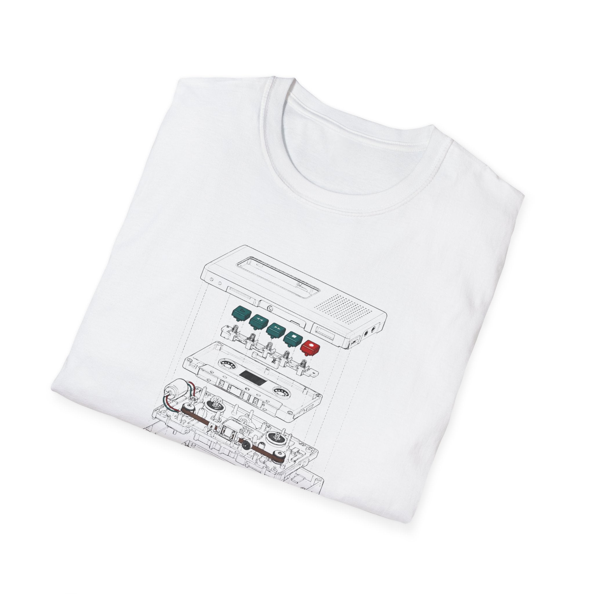 Cassette Tape Schematic T-Shirt — Retro Audio Diagram Tee
