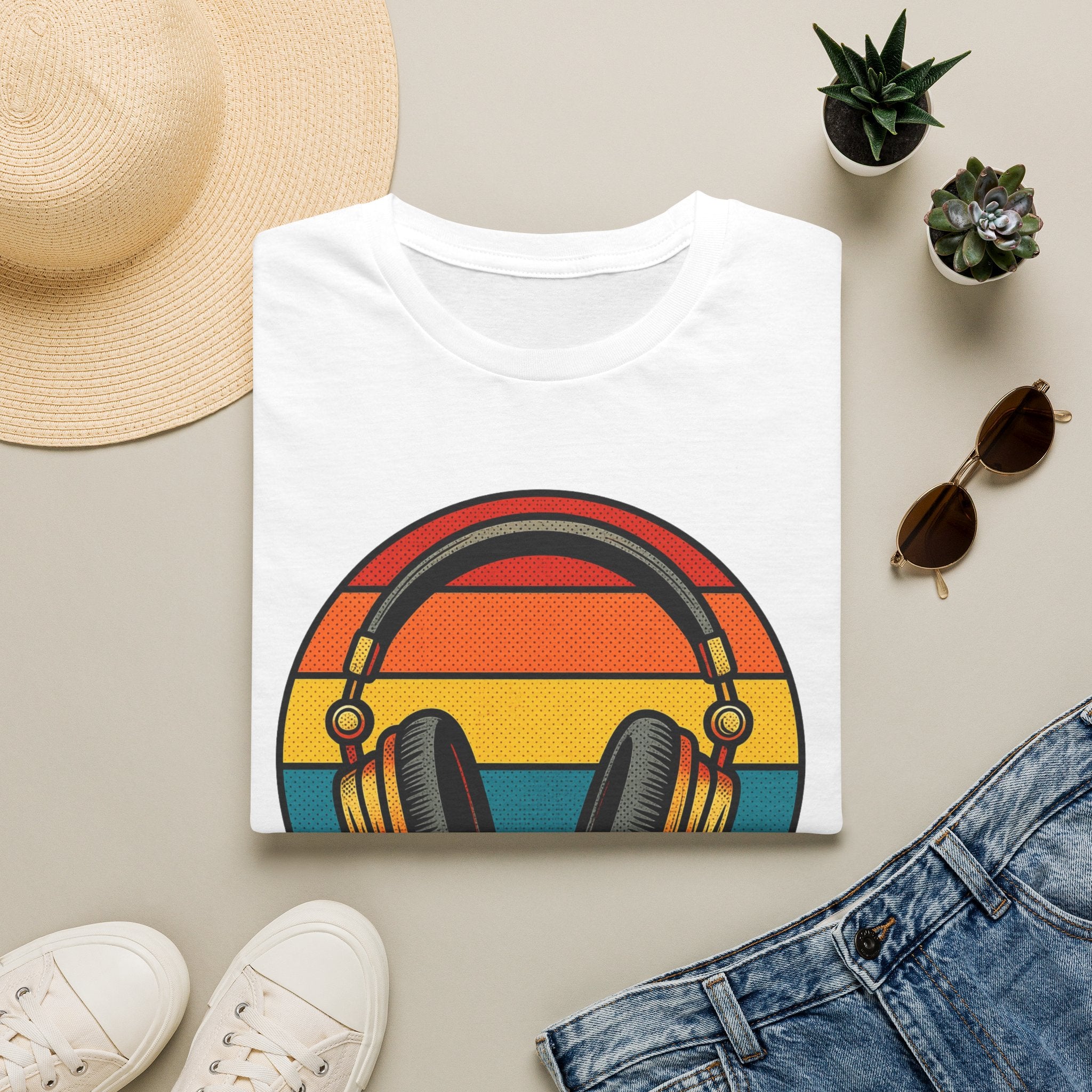 Headphones Retro Sunset T-Shirt