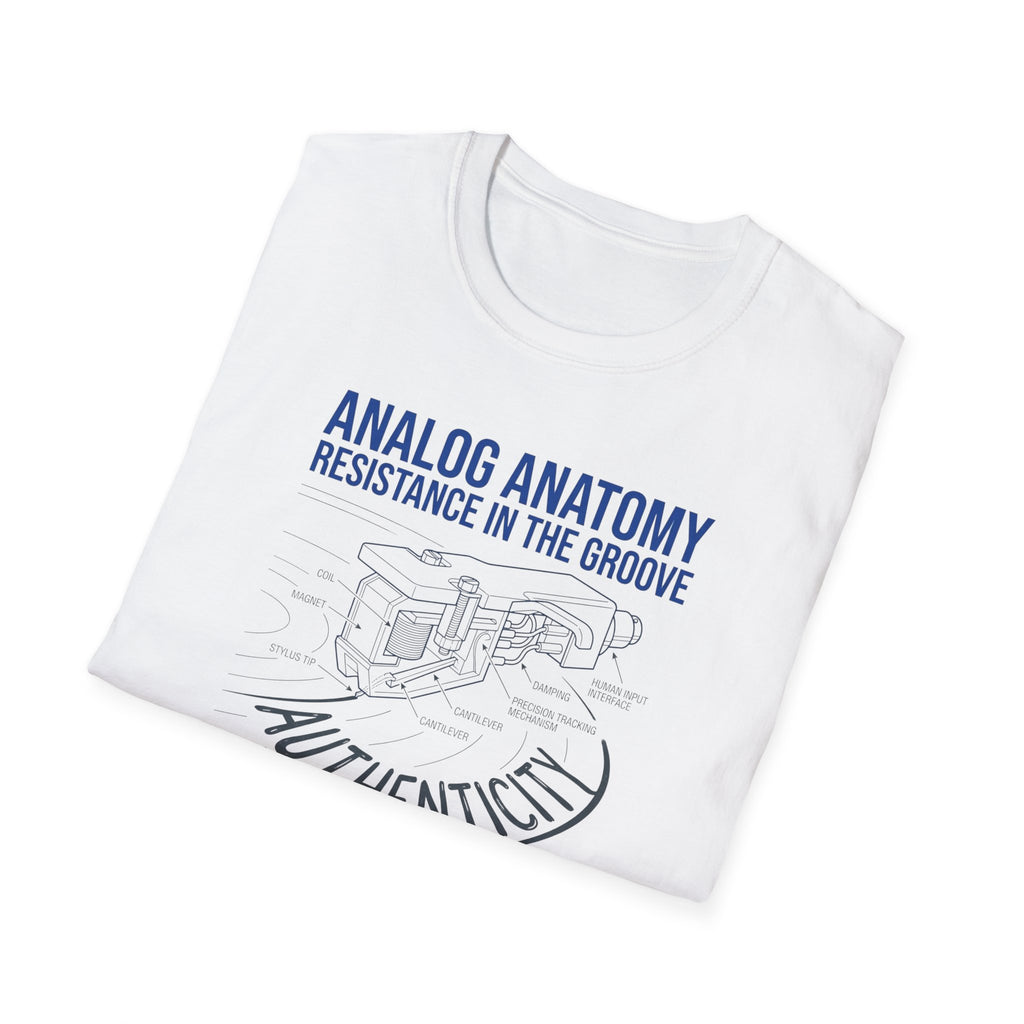 Analog Anatomy T-Shirt — 'Resistance in the Groove' Vintage Turntable Diagram Tee