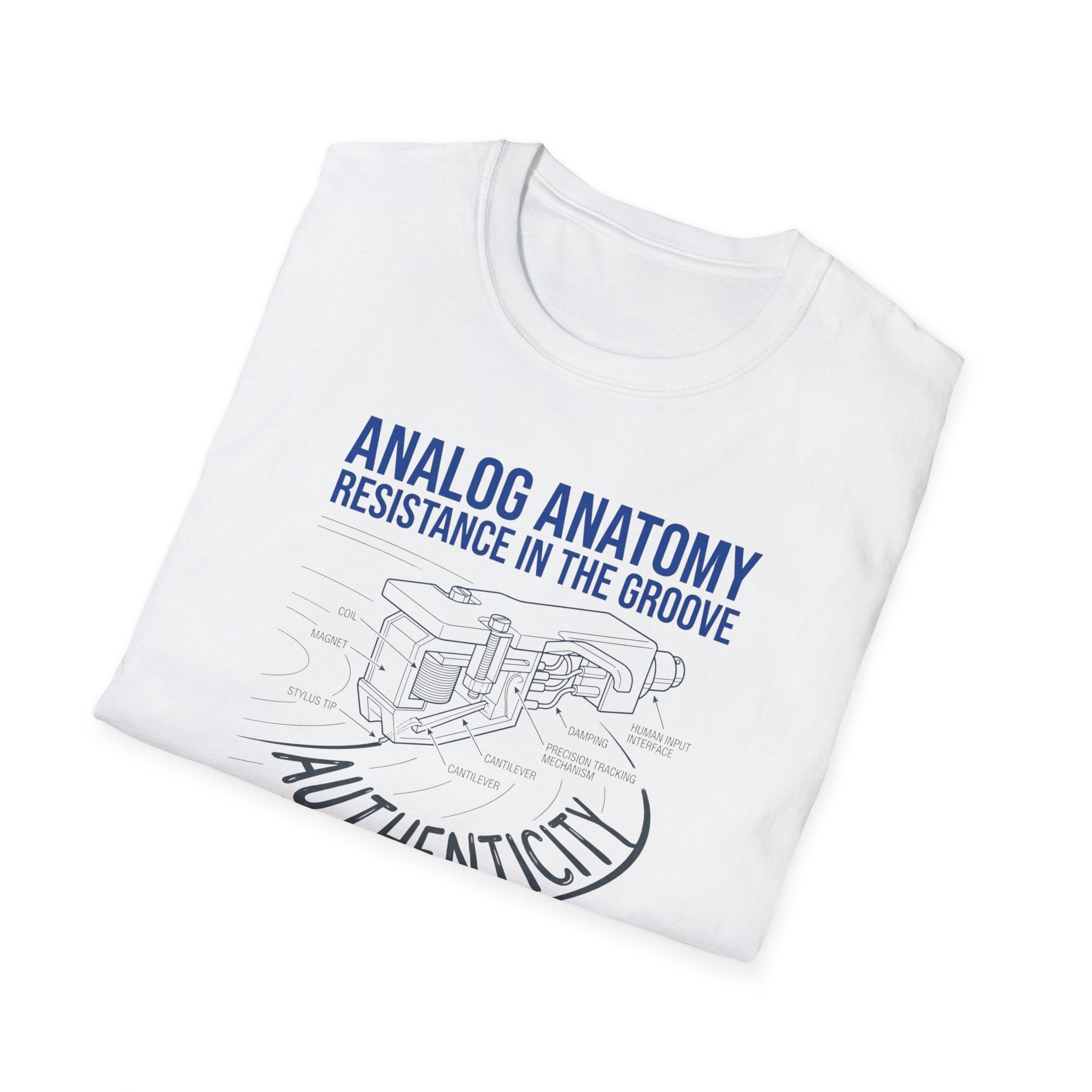 Analog Anatomy T-Shirt — 'Resistance in the Groove' Vintage Turntable Diagram Tee
