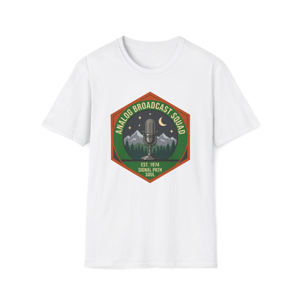 Analog Broadcast Squad T-Shirt — Vintage Microphone Mountain Logo